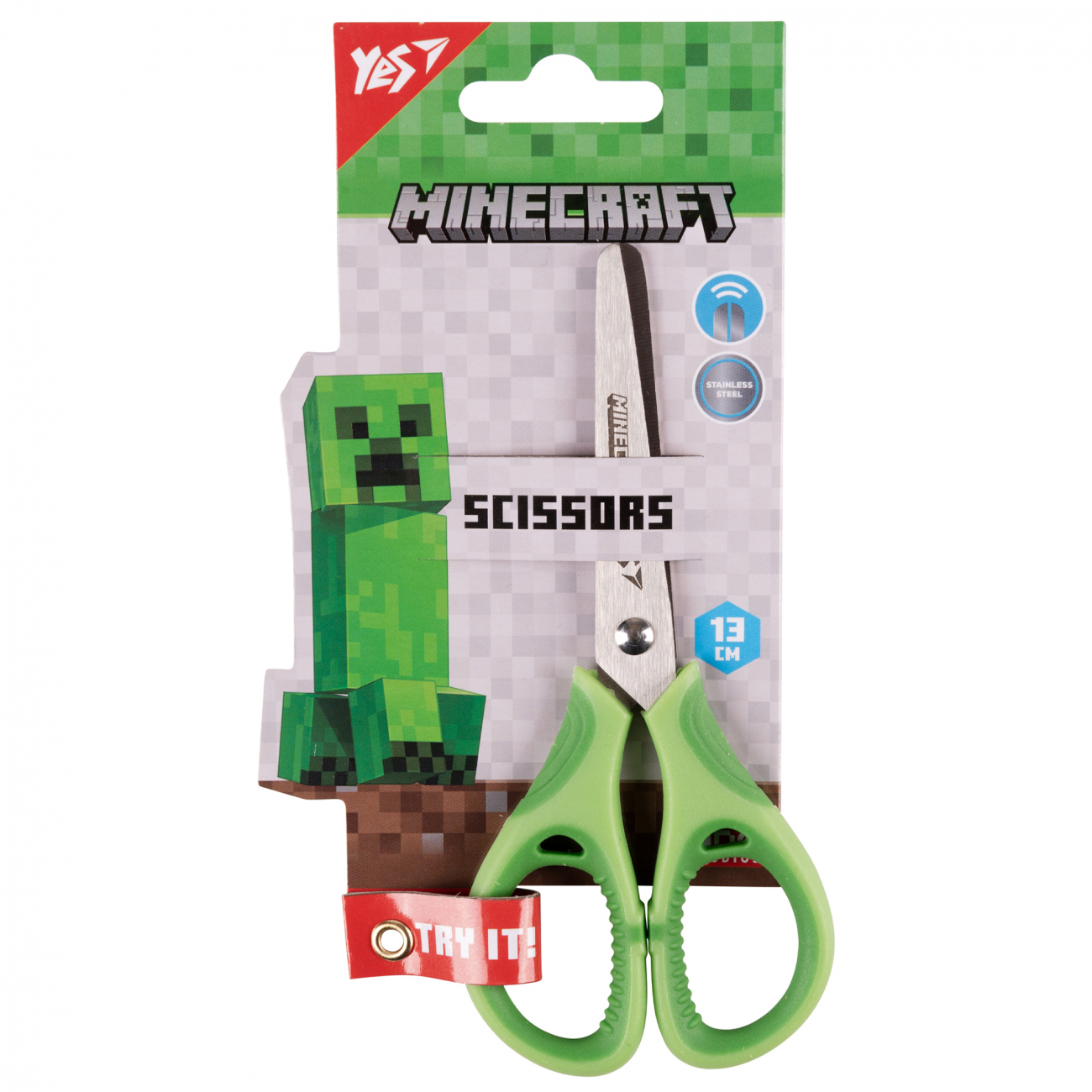 Ножиці дитячі 13 см Yes Minecraft гумові вставки