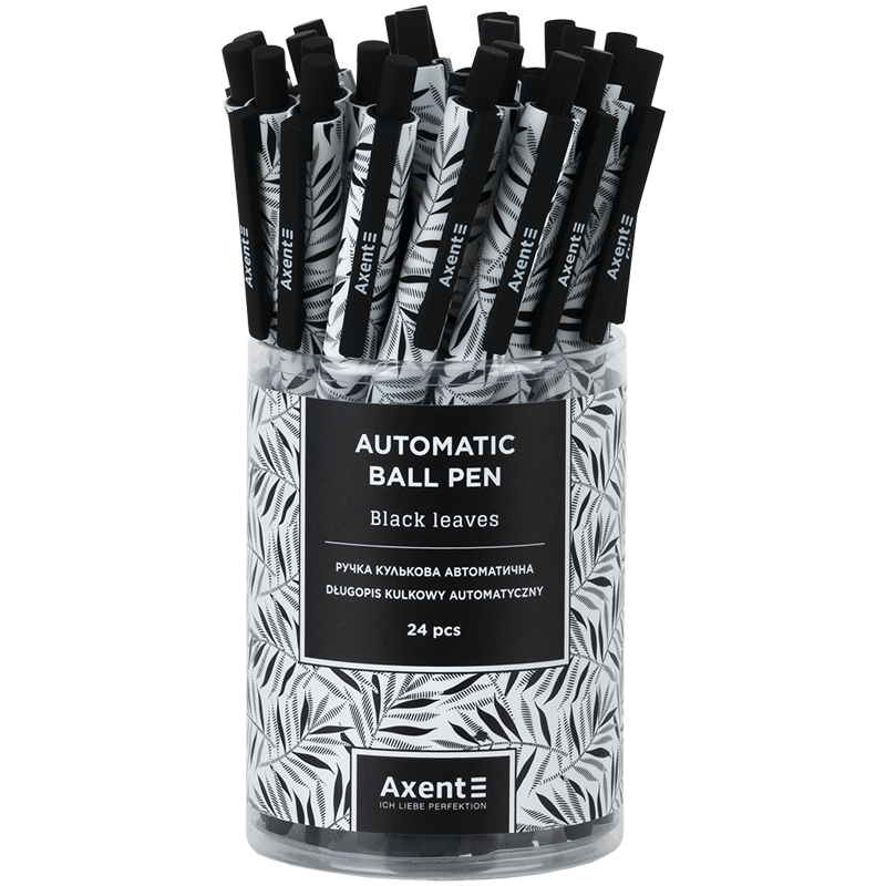 Ручка кулькова автомат Axent Black Leaves 0,5 синя