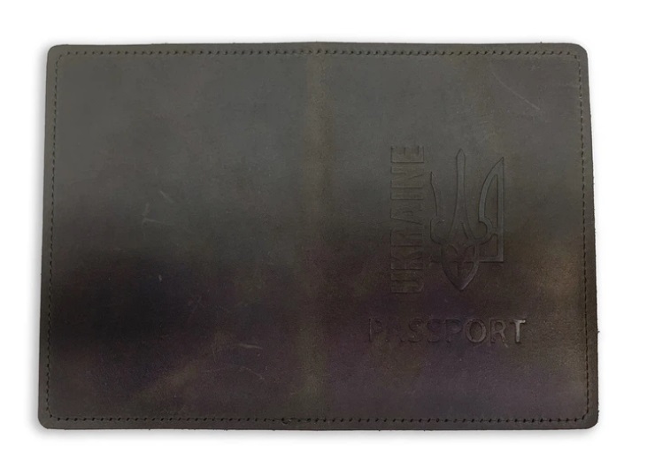 Обкладинка на паспорт ст.зразка України натуральна шкіра, коричневий