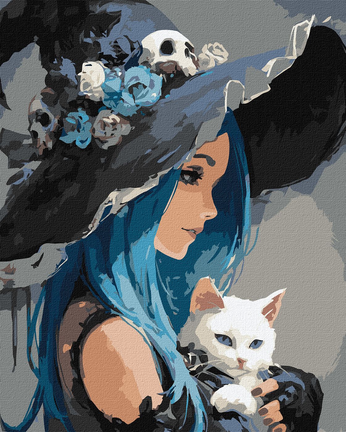 Картина за номерами 40х50 см Дівчина з білим котом