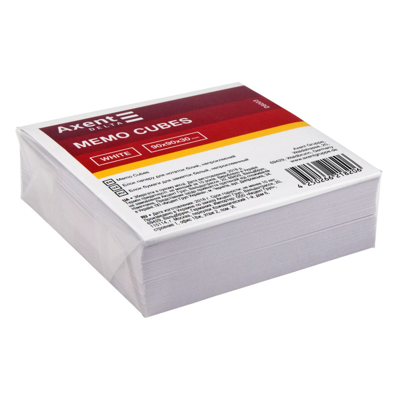 Бумага для заметок Delta White 90*90*30 мм непроклеенная