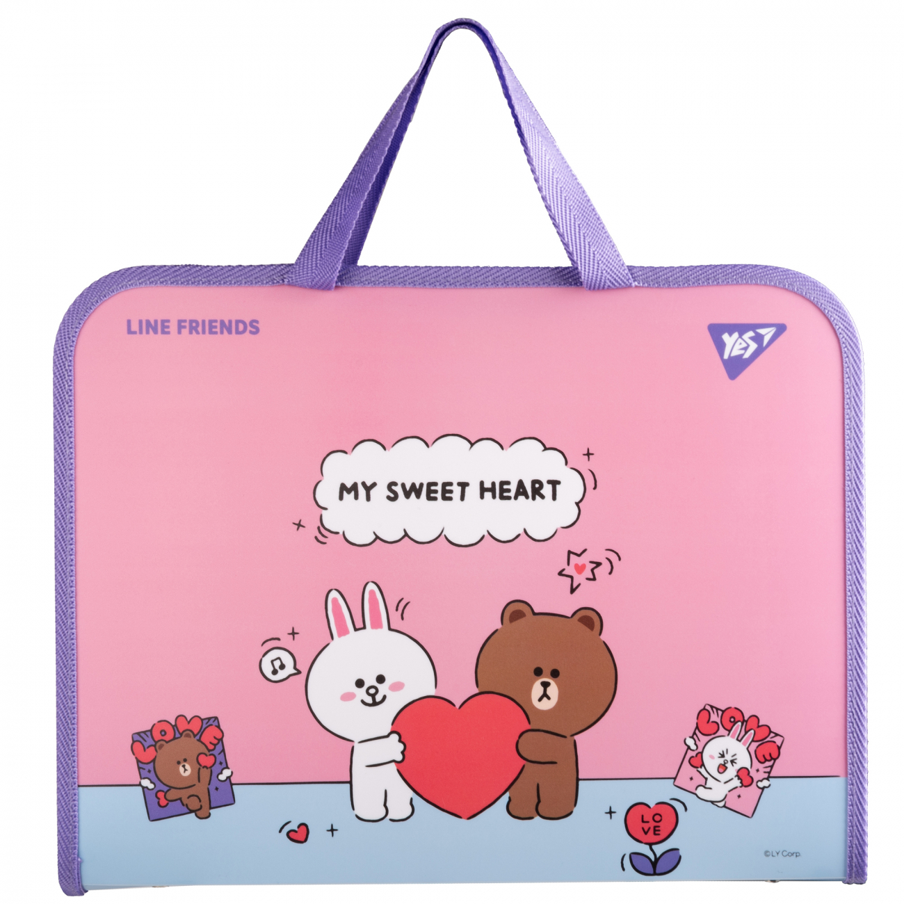 Портфель пластиковий на блискавці А4 Yes, Line Friends. Choco and Cony