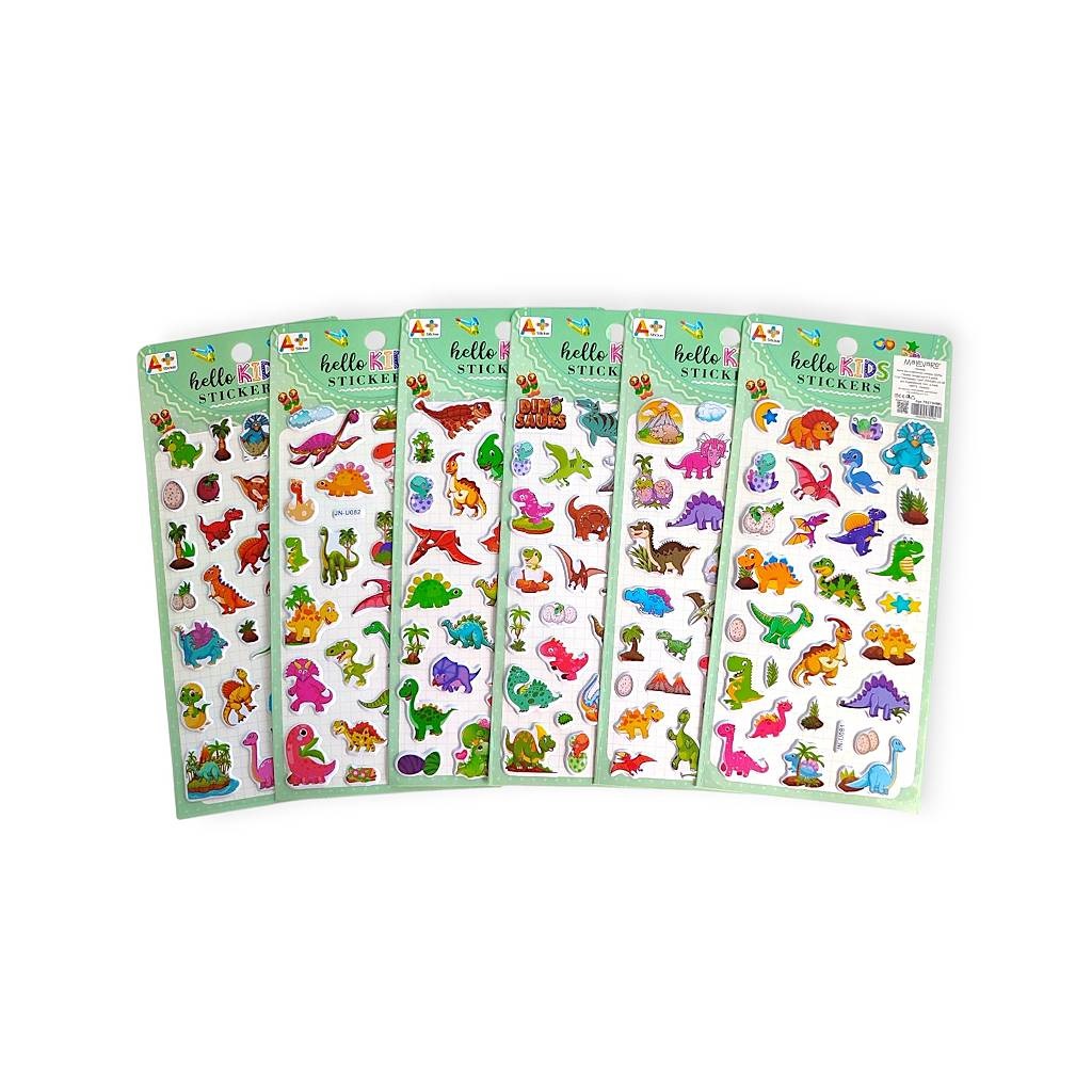 Наклейки 10х22 см Динозаври мікс