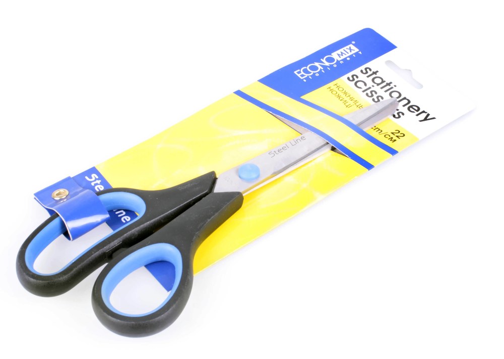 Ножиці 22 см Economix гумові вставки, чорні