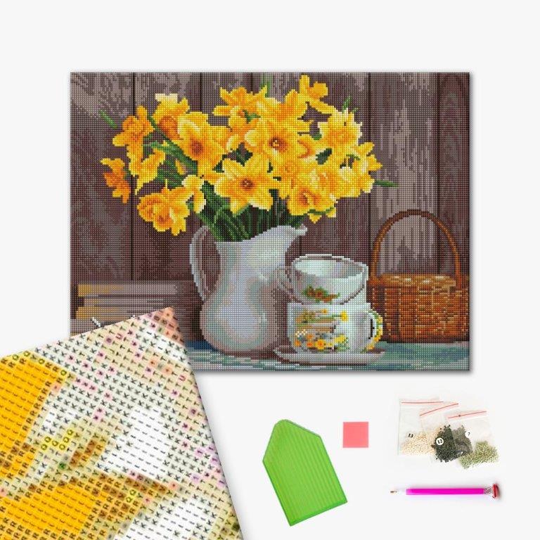 Алмазна мозаїка 40x50 см Натюрморт нарцисів