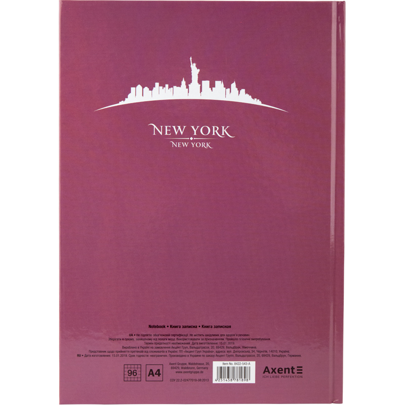 Книга обліку А4 96 арк тв палітурка клітинка Maps New York