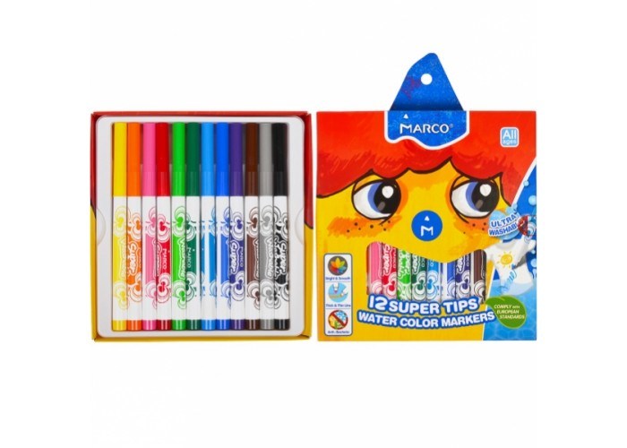 Фломастери Marco Super Washable CB 12 кол