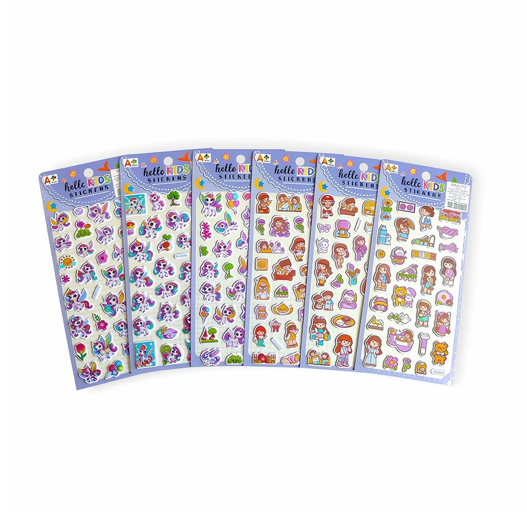 Наклейки 10х22 см Единороги, куклы микс