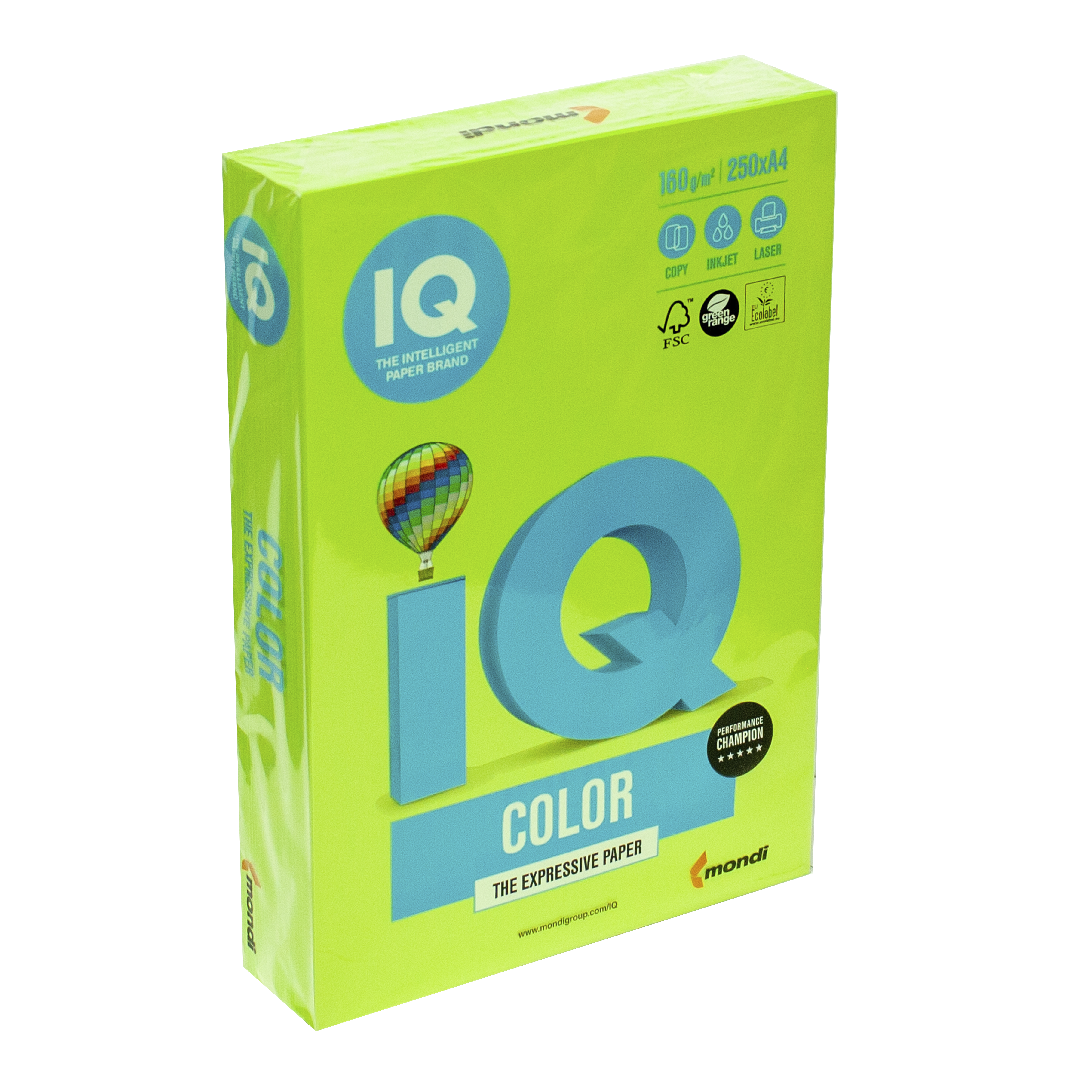 Папір кольоровий А4 IQ Color 160 г/м2 LG46 насичений зелений 250 арк