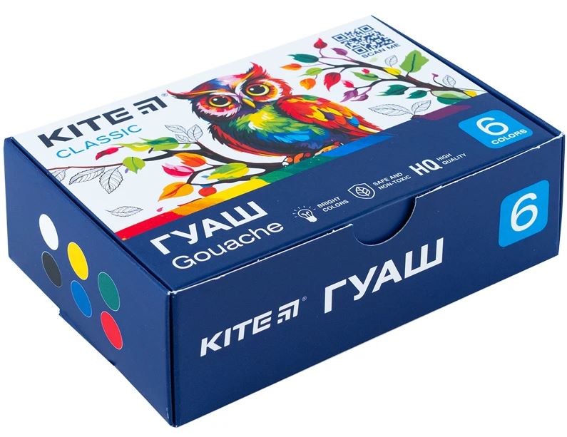 Гуашь Kite Classic 6цв/20мл