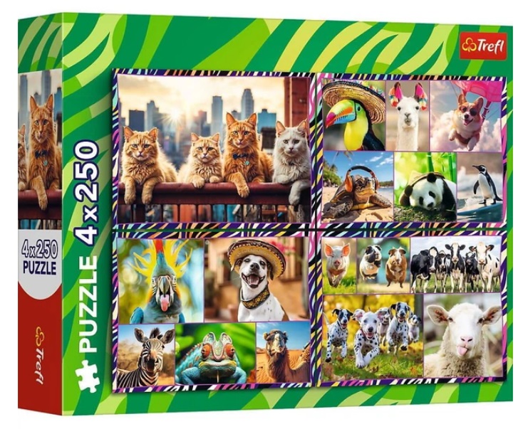 Пазлы 4x250 Веселые животные