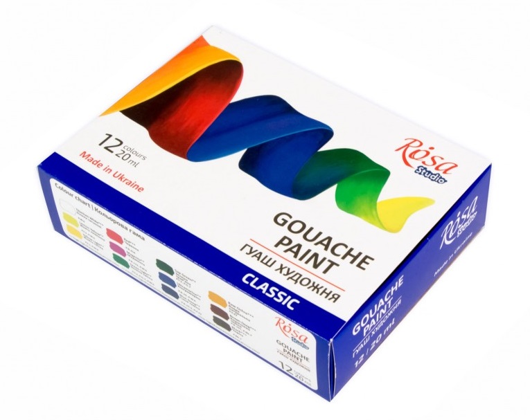 Гуаш художня 12 кол 20 мл Rosa Studio