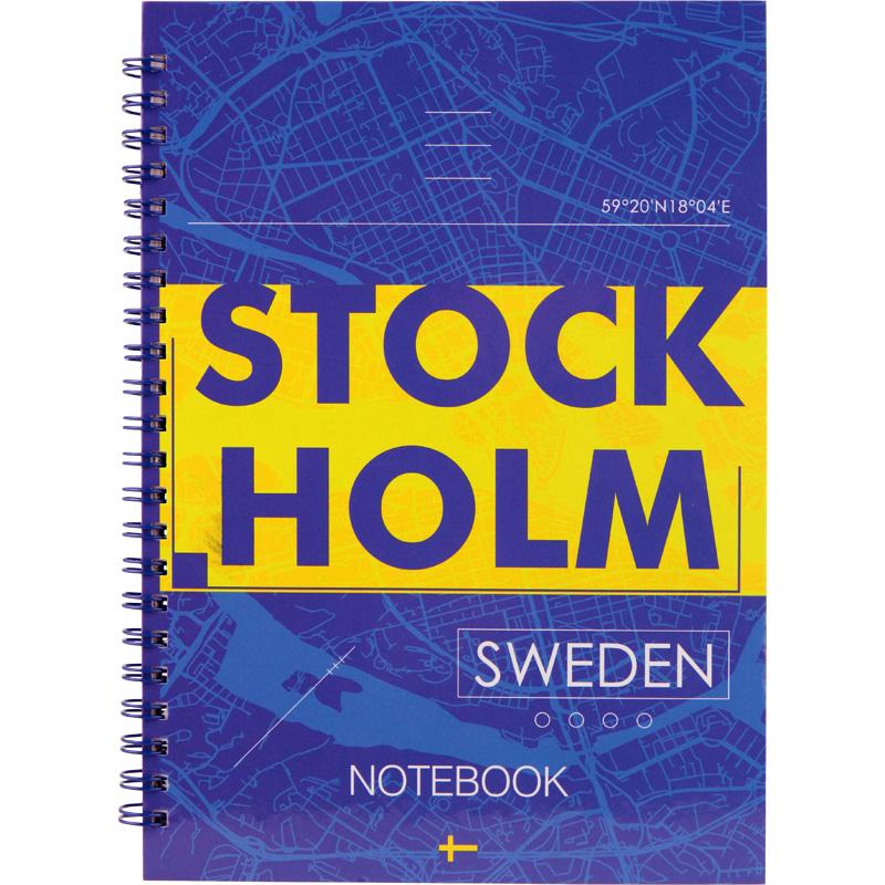 Блокнот А5 96 л спираль клетка Stockholm