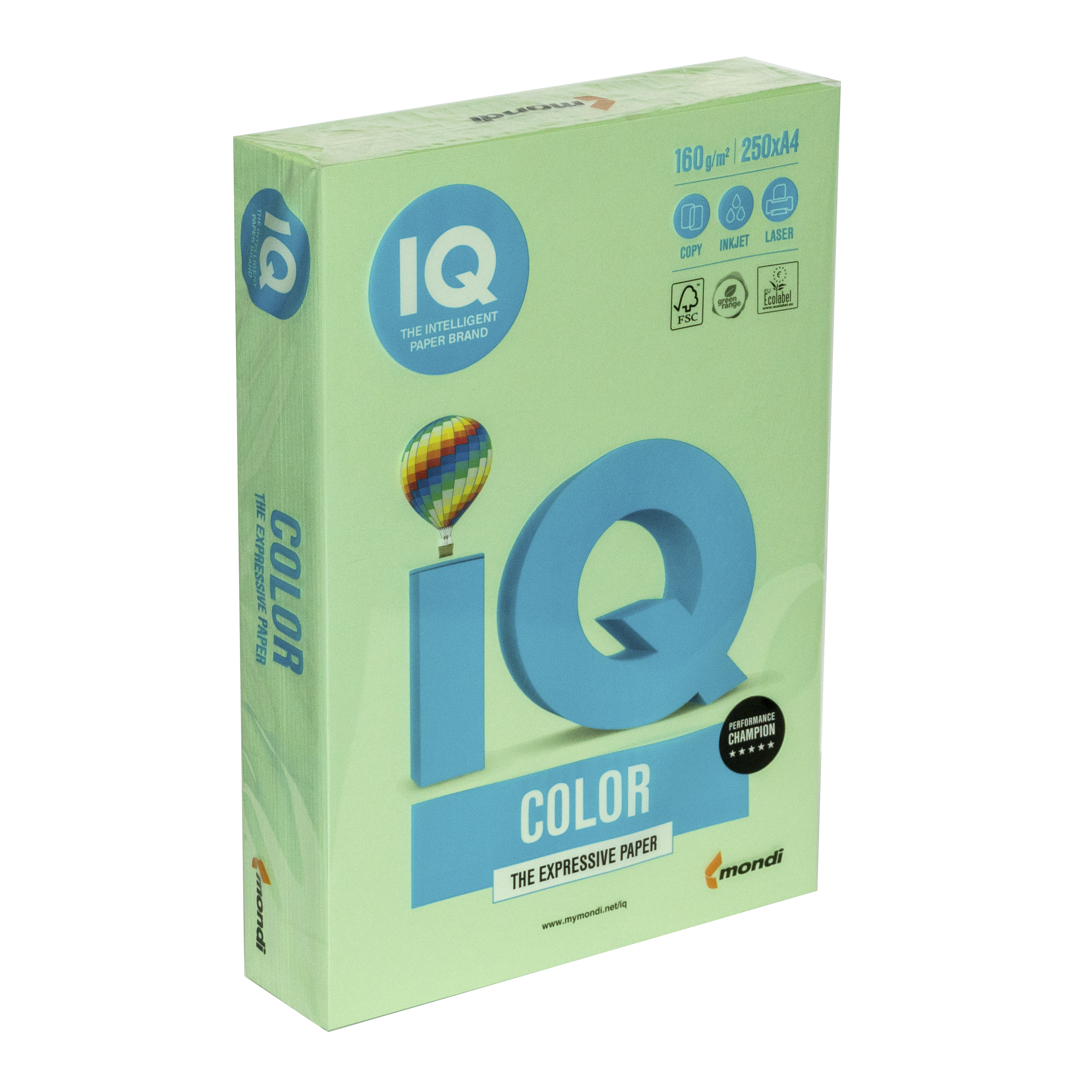 Папір кольоровий А4 IQ Color 160 г/м2 MG28 пастель зелений 250 арк