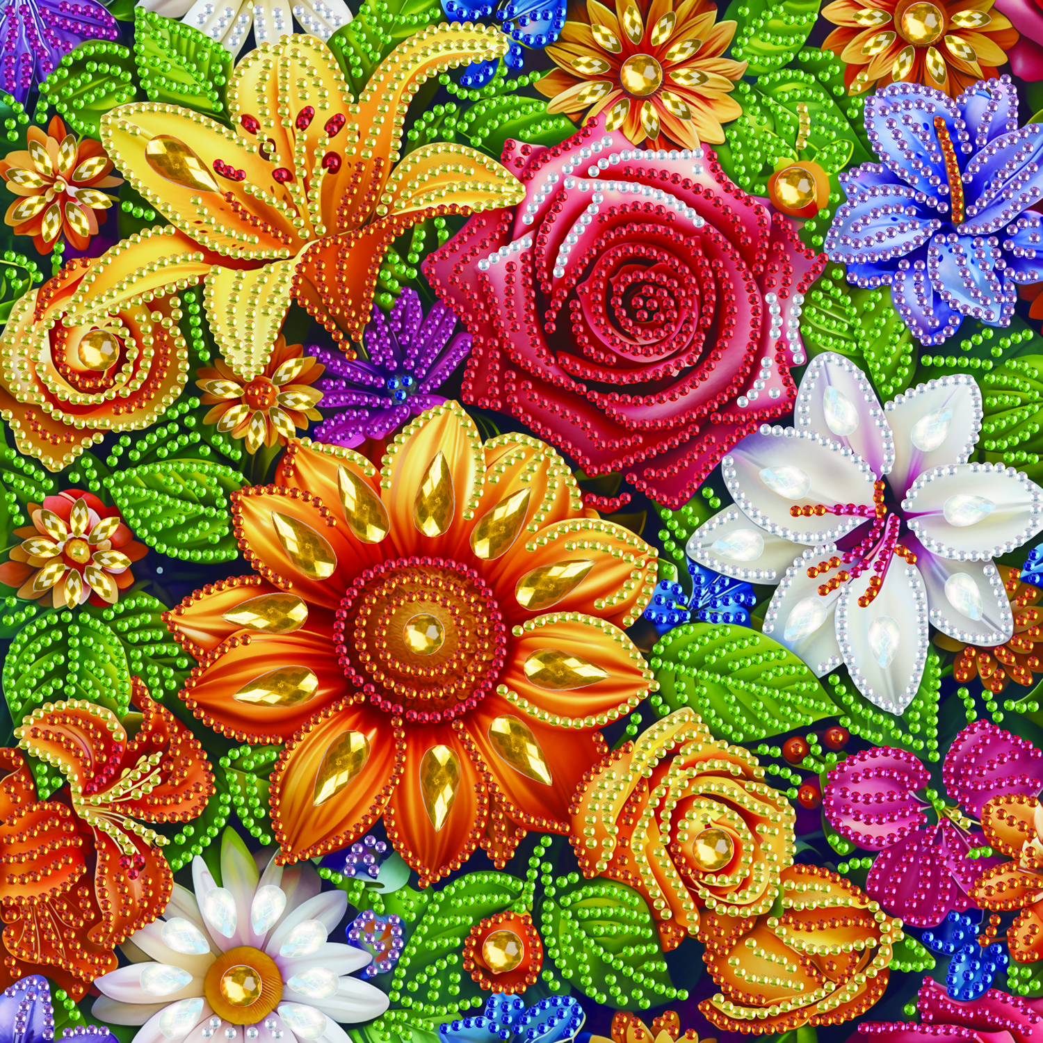 Алмазная мозаика 25×25 см Цветочная нежность