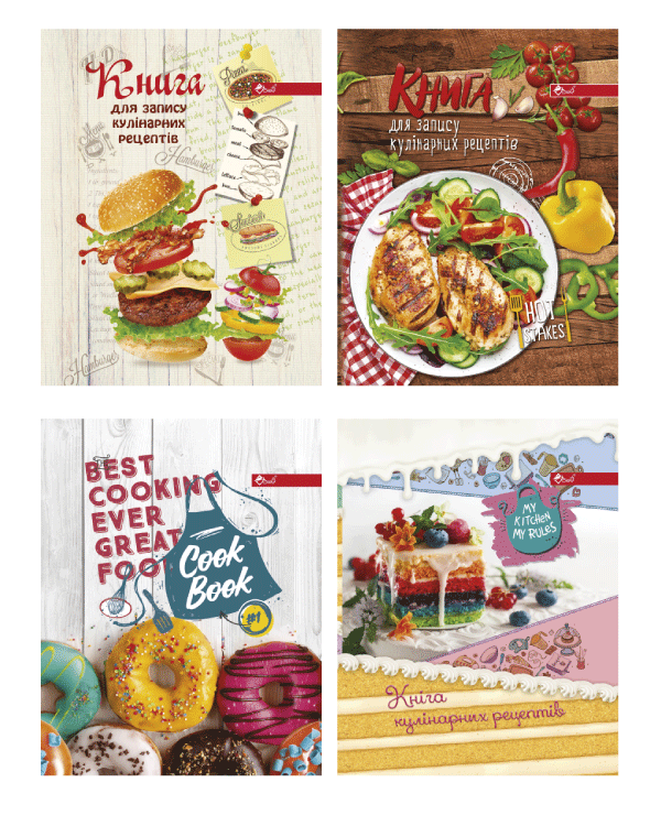 Книга для кулинарних рецептів В6 128 арк тв палітурка з роздільниками асорті