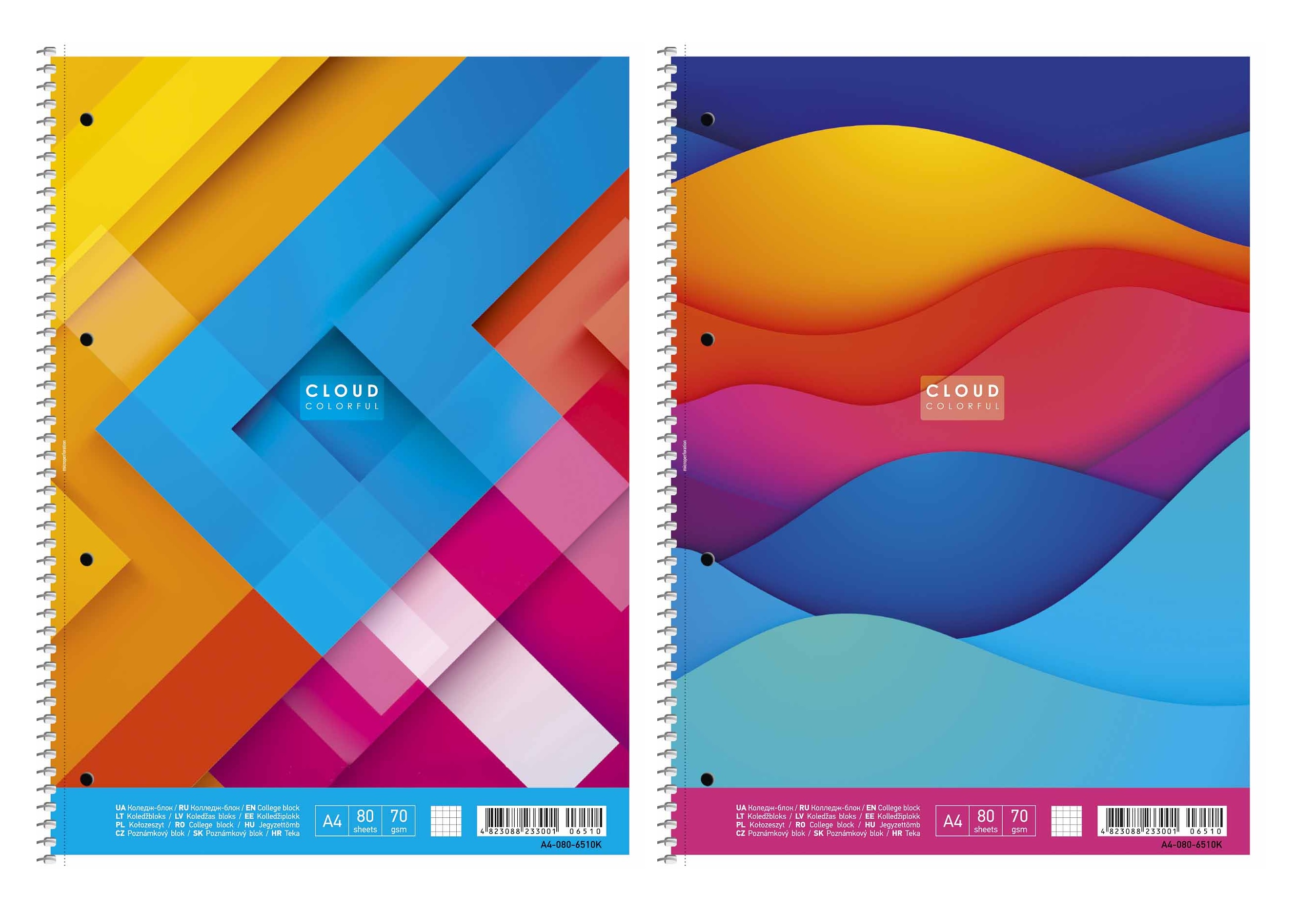 Колледж блок А4+ 80 арк спіраль клітинка STUDENT 6510 Асорті