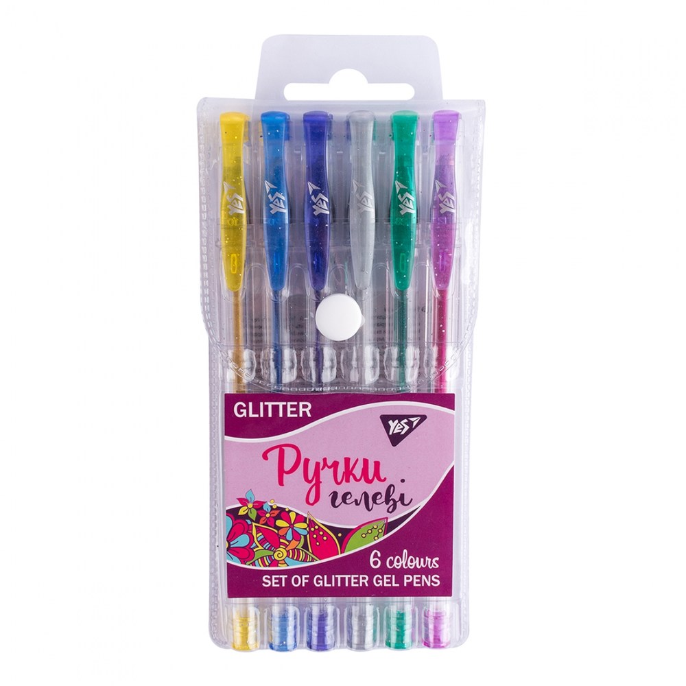 Набір гелевих ручок Yes Glitter 1,0 6 шт, асорті