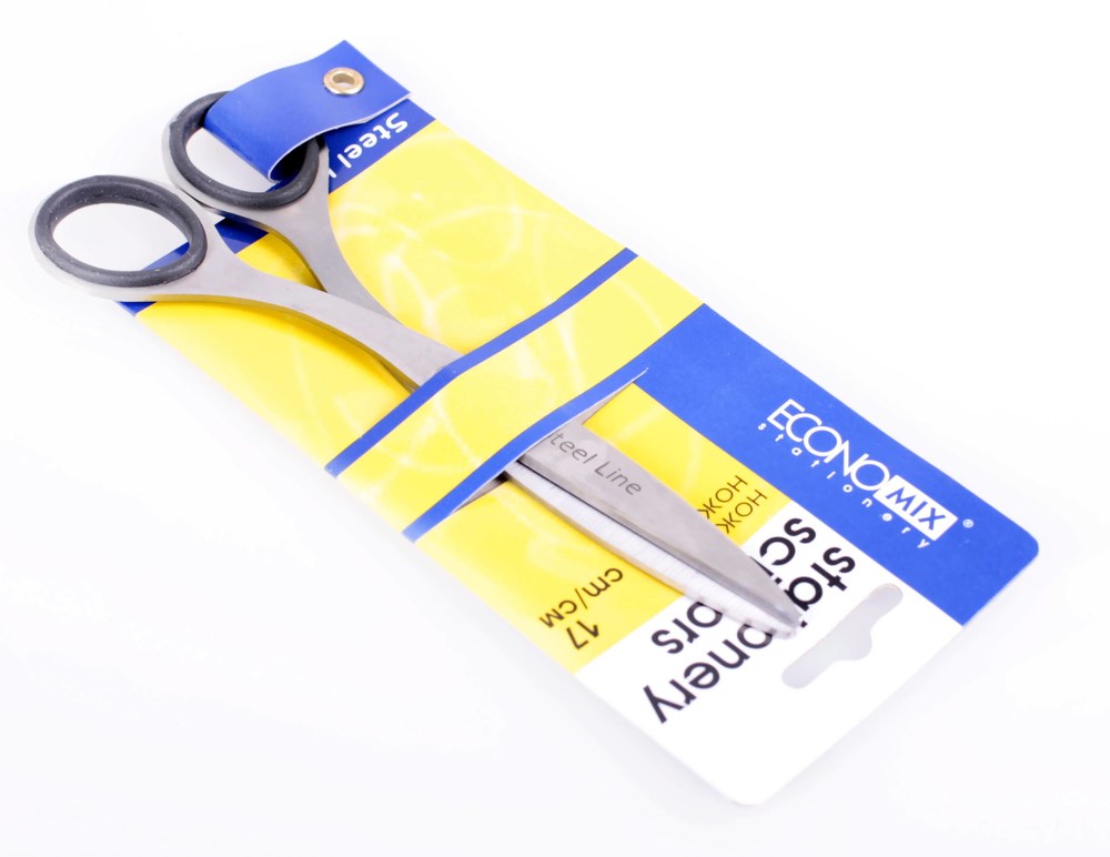 Ножницы 17 см Economix цельнометаллические, резин.вставки