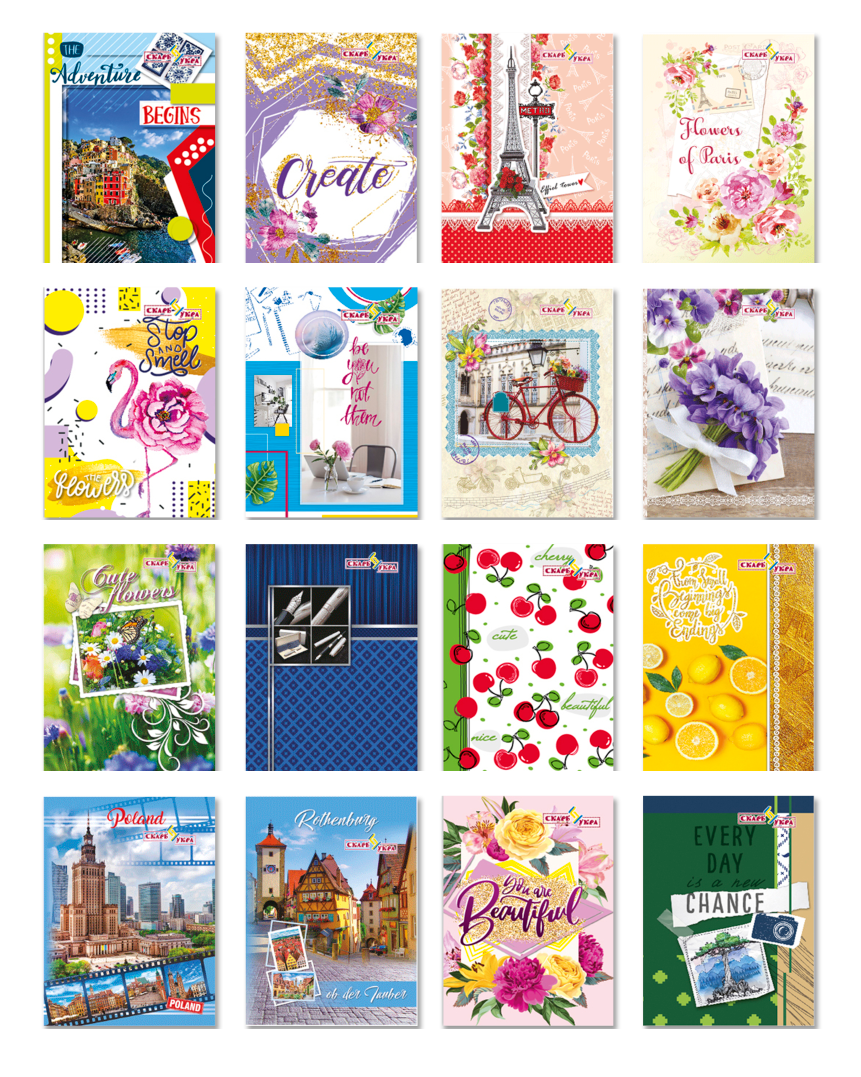 Блокнот А6 48 арк тв палітурка клітинка лам асорті