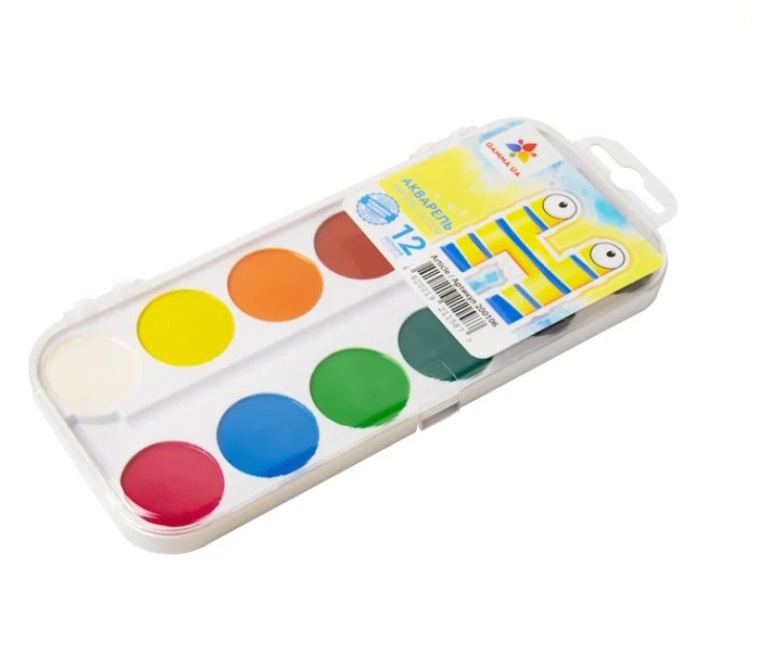 Акварель GAMMA`UA 12цв., б/к, пластик (200106)