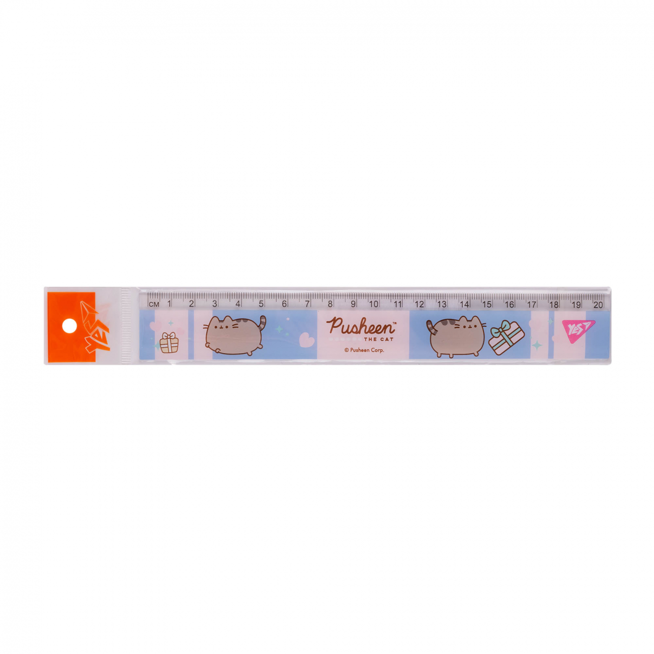 Линейка 20 см пластик Yes, Pusheen, розово-голубая