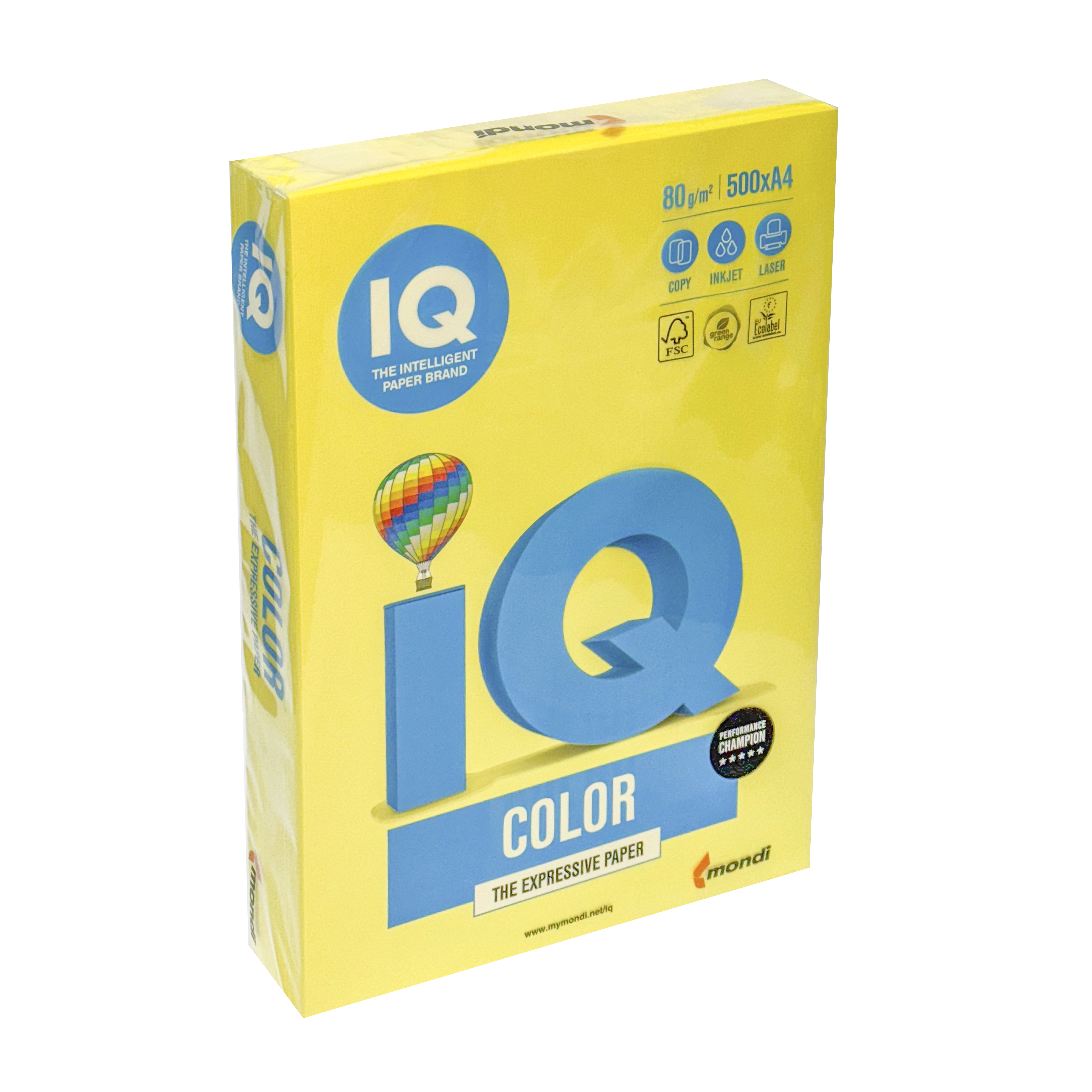 Папір кольоровий А4 IQ Color 80 г/м2 CY39 насичений світло-жовтий 500 арк