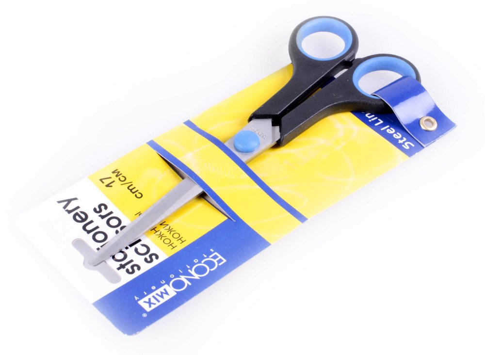 Ножницы 17 см Economix резин.вставки, черные