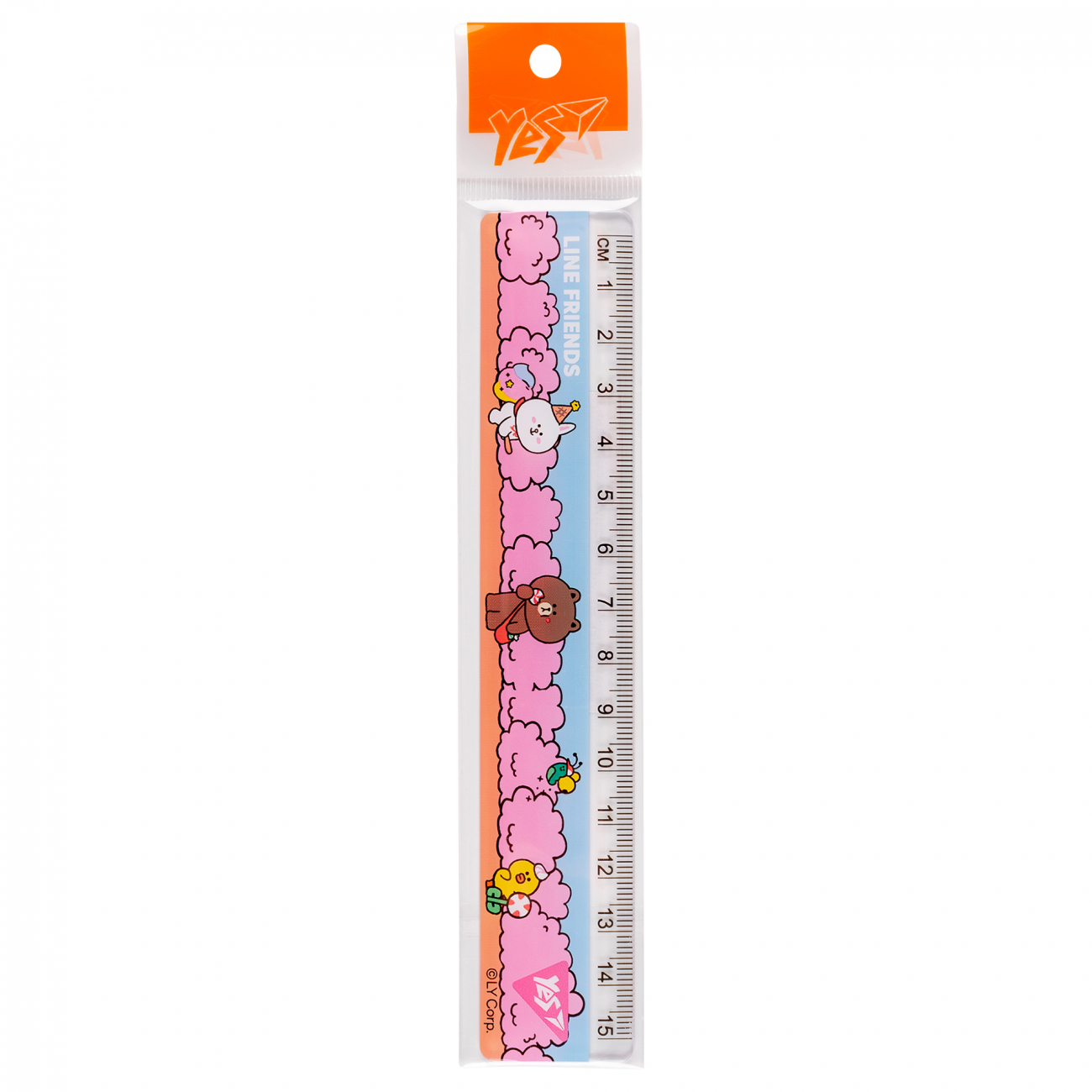 Линейка 15 см пластик Yes, Line Friends, розовая