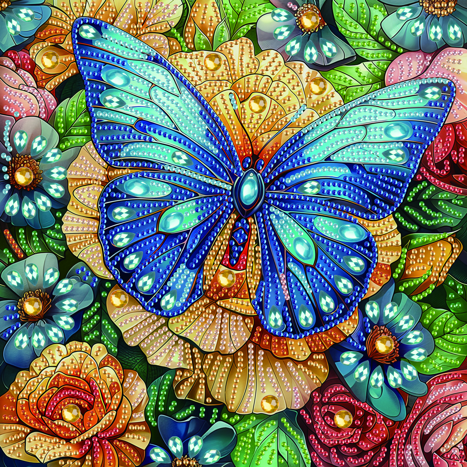 Алмазная мозаика 25×25 см Желтая бабочка