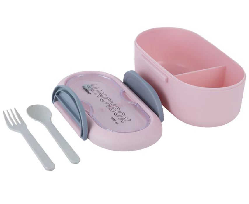 Ланчбокс 1000 мл с разделителем розовый