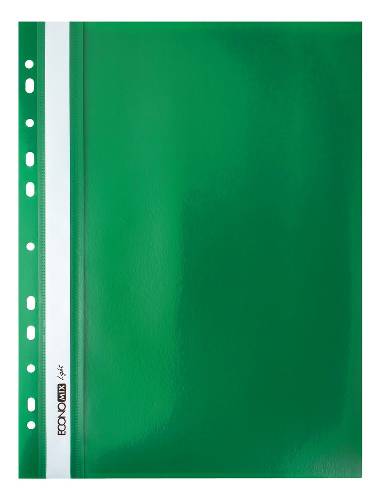 Скоросшиватель А4 с перф. Economix Light, глянец зеленый