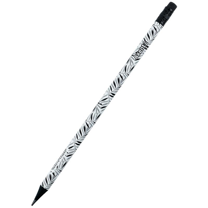 Карандаш графитный Axent Black Leaves HB с ластиком