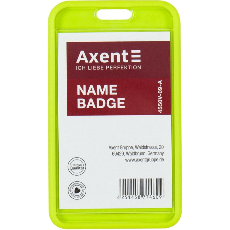 Бейдж-чехол вертикальный Axent 4550V салатовый
