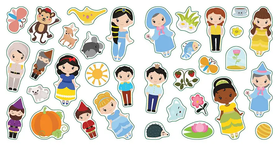 Суперовые наклейки 21,5х23 см Сказочные принцессы