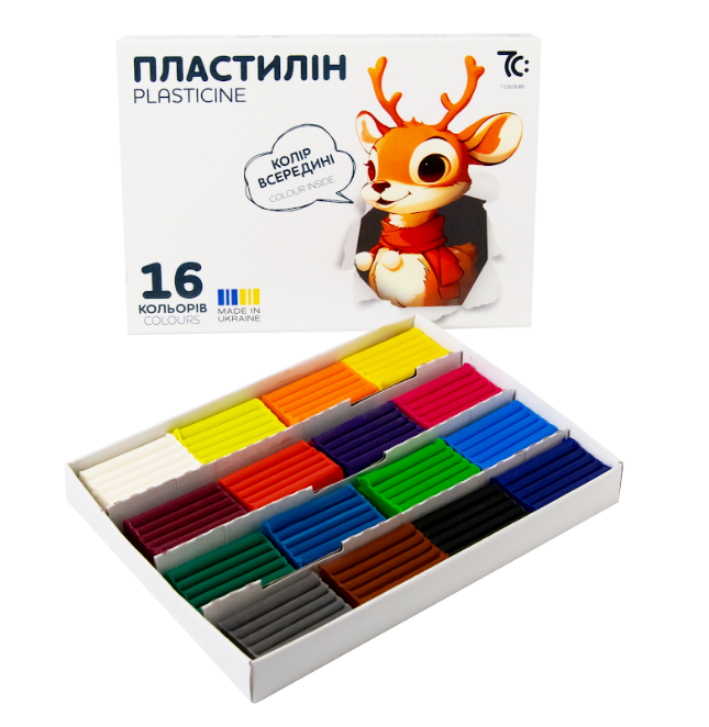 Пластилін 7С 16кол.128г, стек (7C31602)