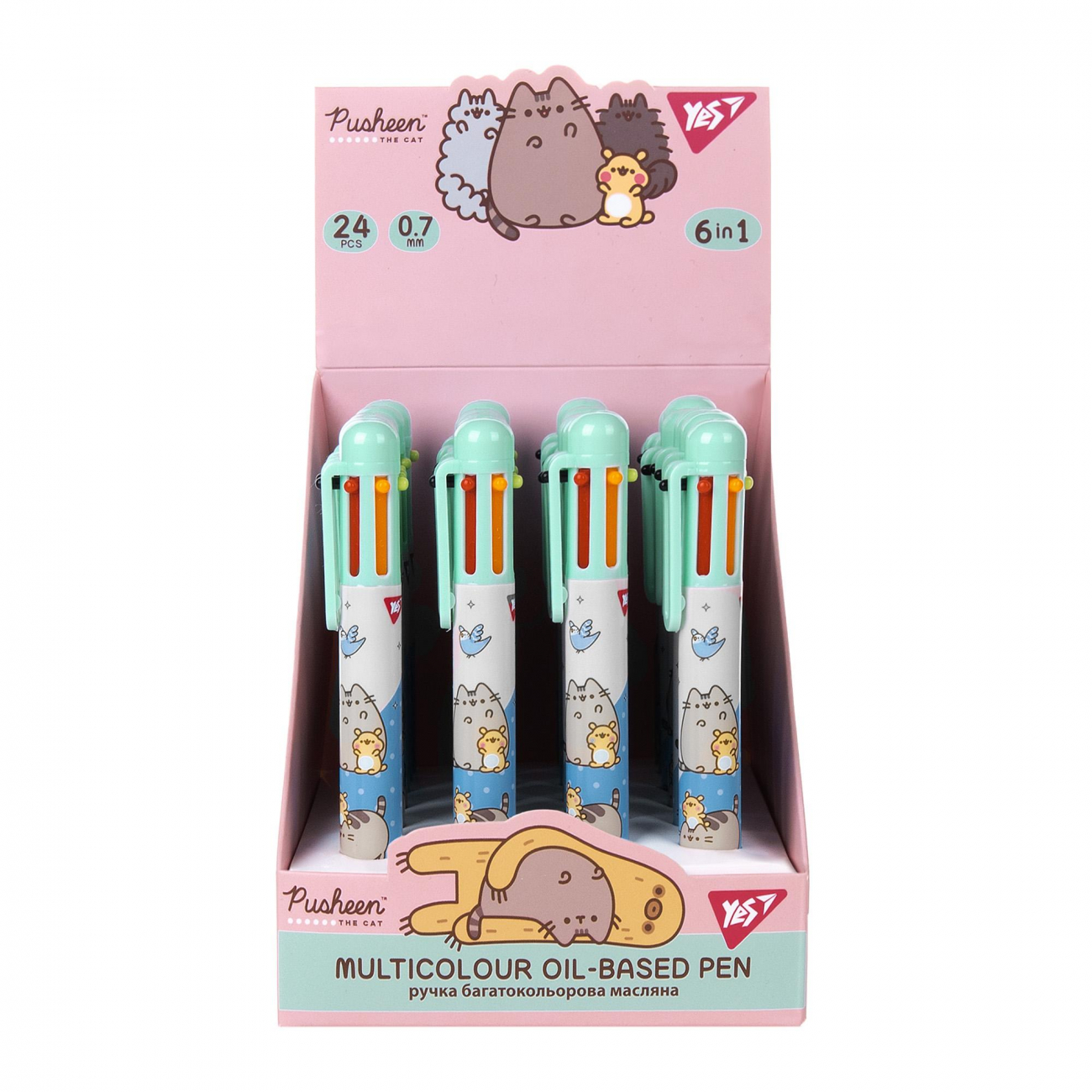 Ручка шариковая автомат Yes Pusheen 0,7 6 цветов
