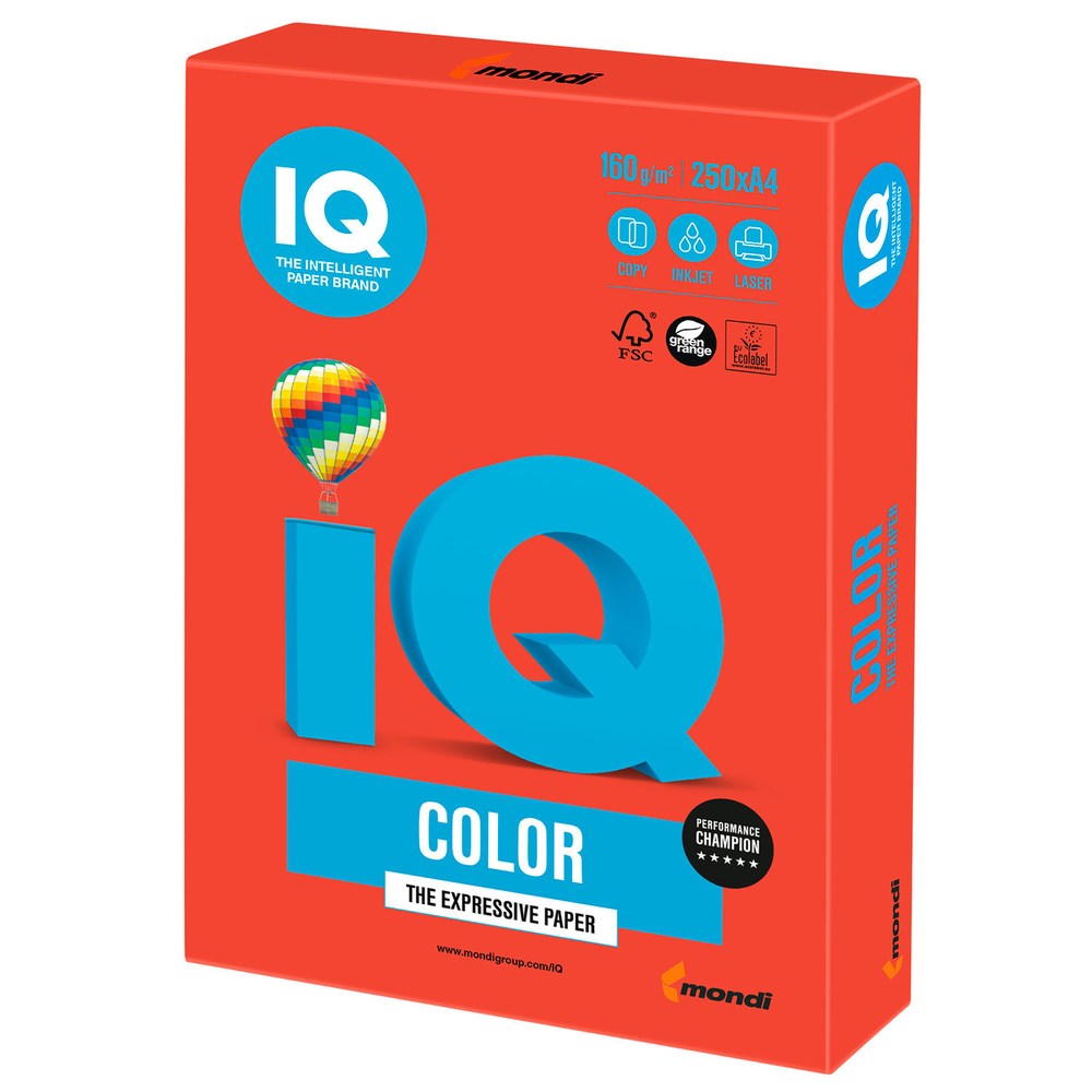 Папір кольоровий А4 IQ Color 160 г/м2 CO44 насичений коралово-червоний 250 арк