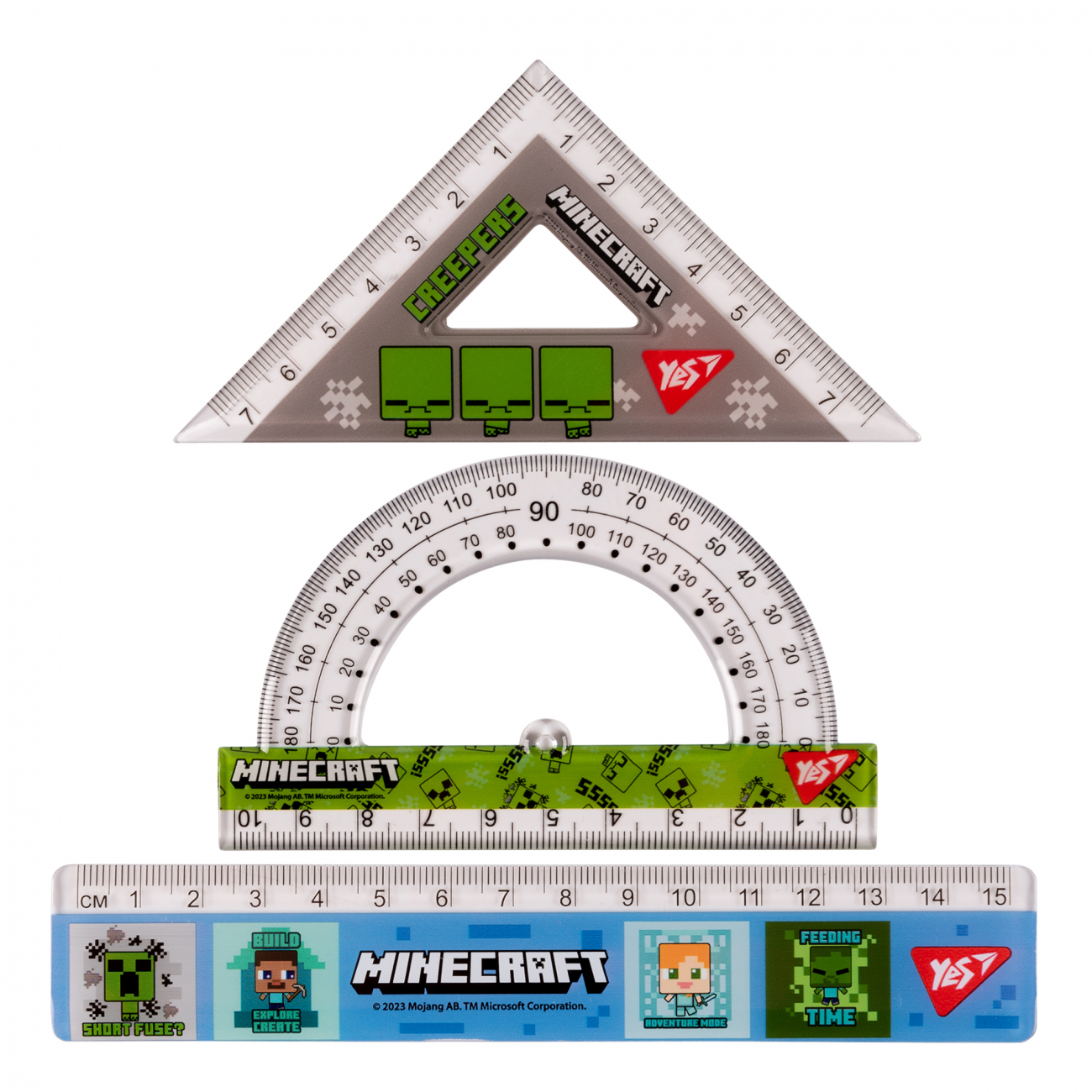Набор линеек 15 см пластик 3 предмета Yes, Minecraft