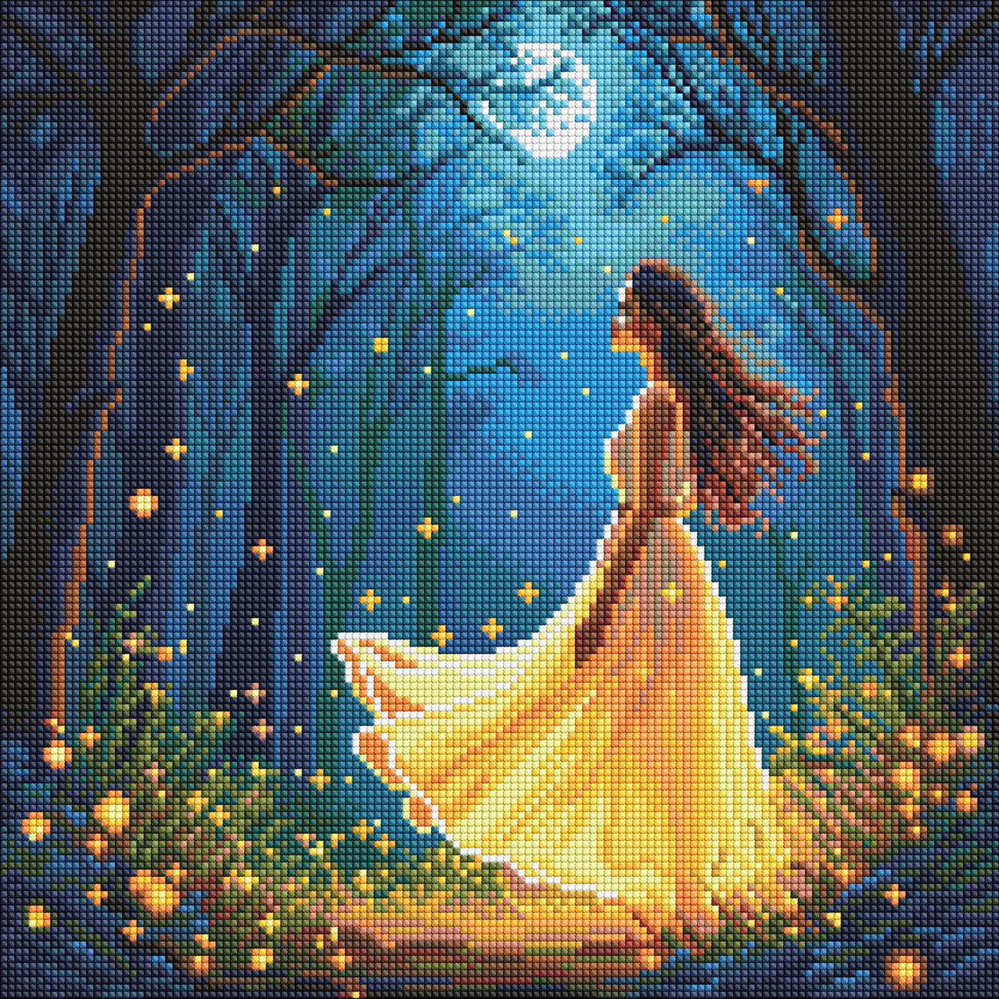 Алмазная мозаика  40х40 см Девушка среди светлячков