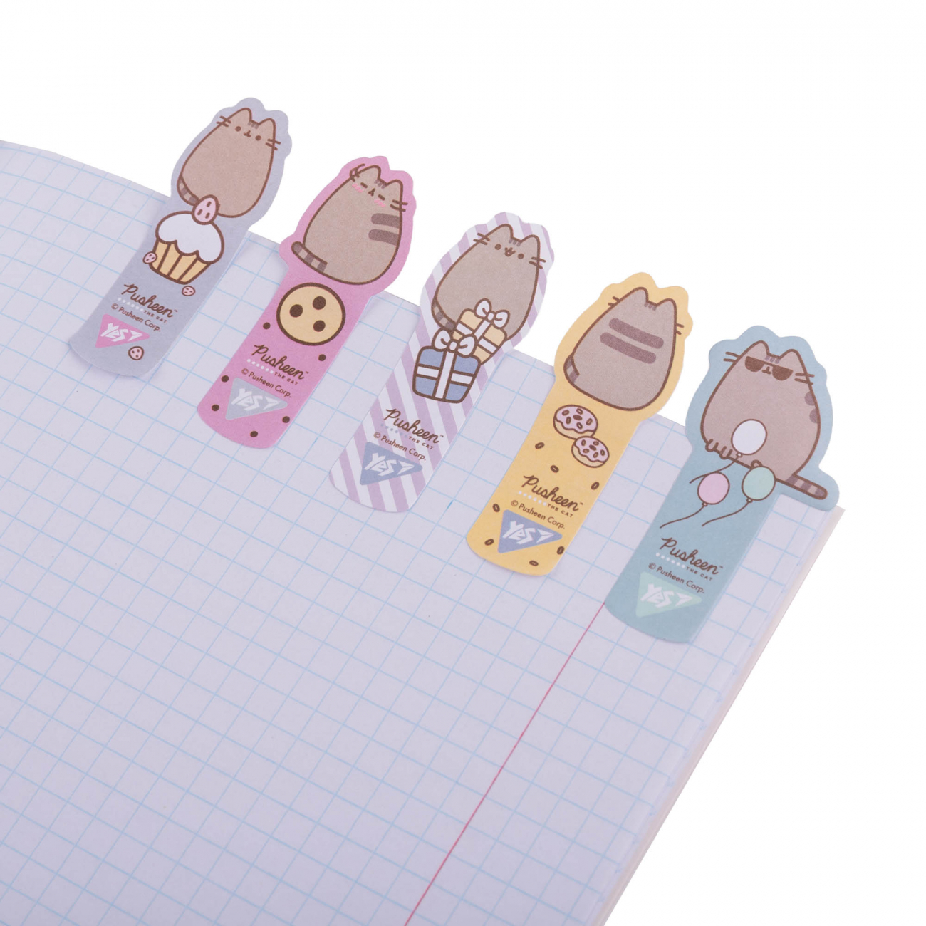 Стікери-закладки Yes Pusheen 50*22*100 л папір 5 кольорів