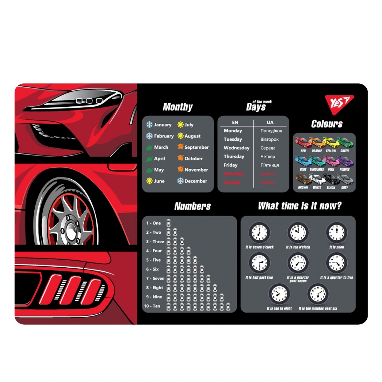 Підкладка настільна 43*29см Yes англ. Race legend