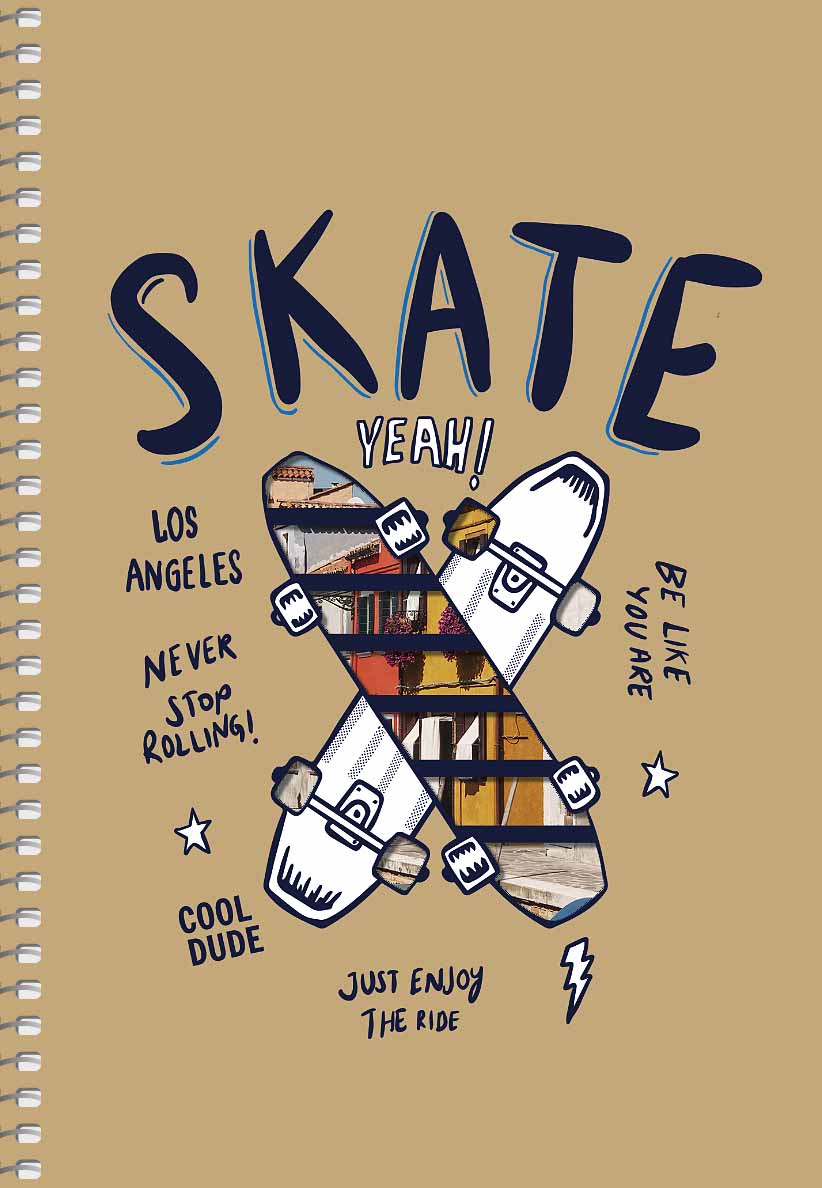 Блокнот А5 96 арк спіраль без лініювання крафт обл крем блок STUDENT 6116 Асорті