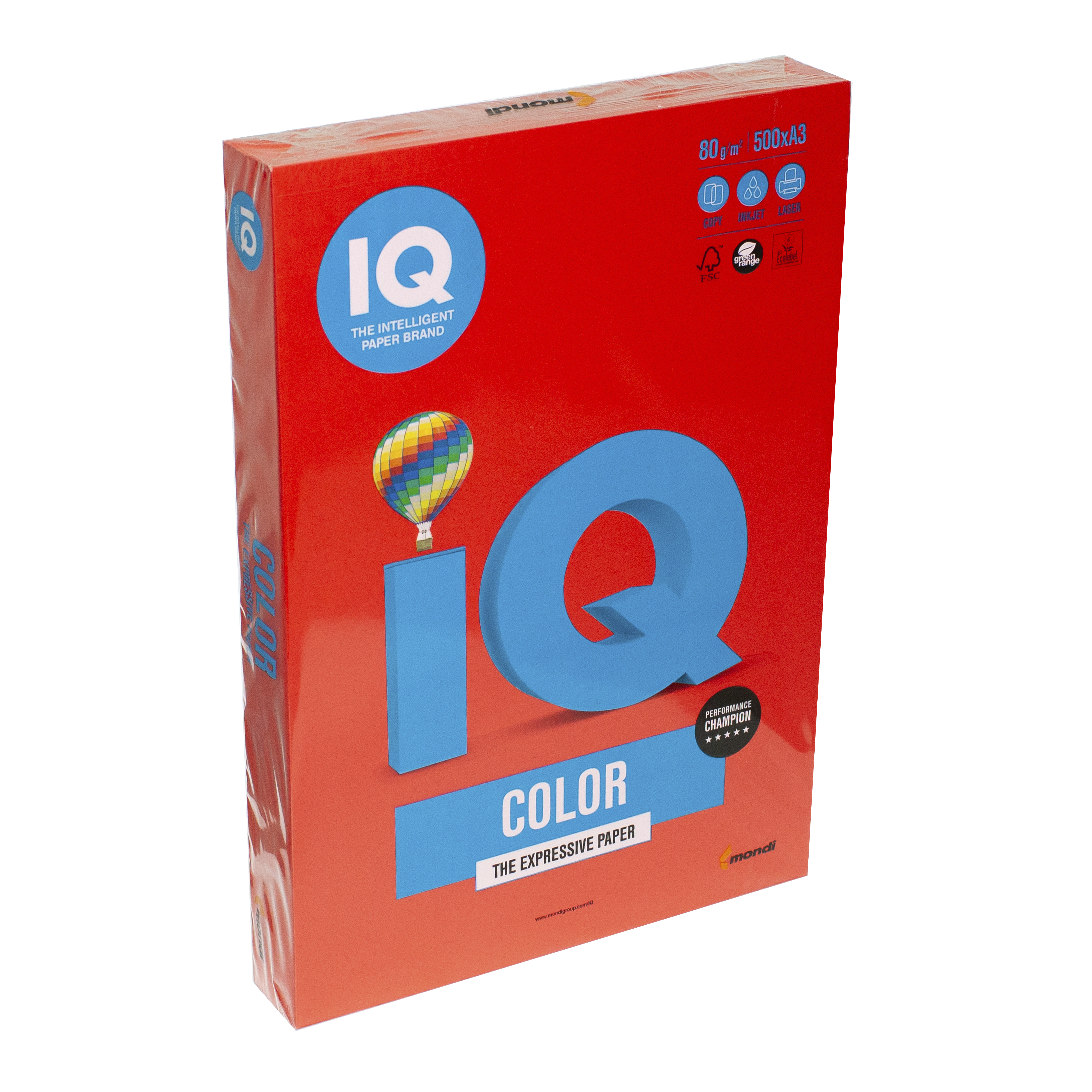 Папір кольоровий А3 IQ Color 80 г/м2 СО44 насичений коралово-червоний 500 арк