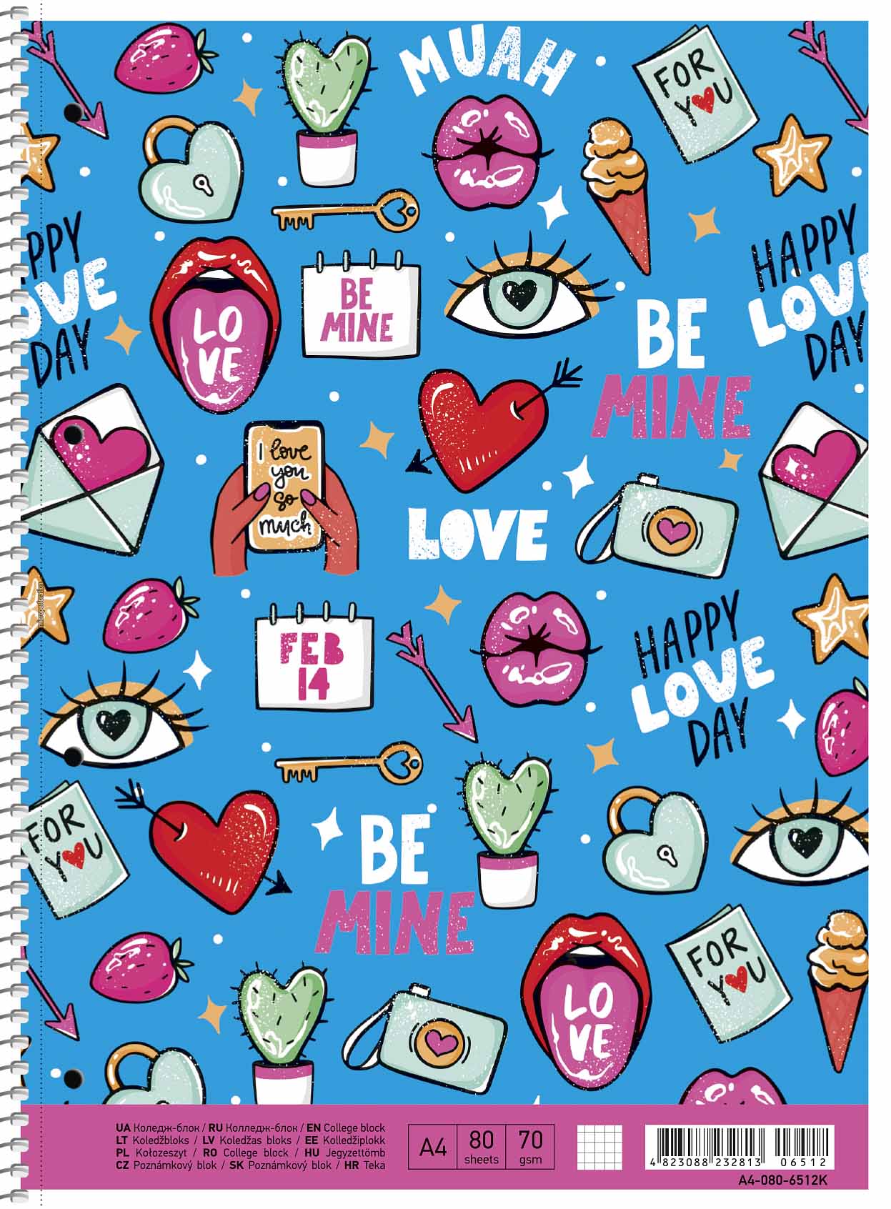 Колледж блок А4+ 80 арк спіраль клітинка виб УФ лак STUDENT 6512 Асорті