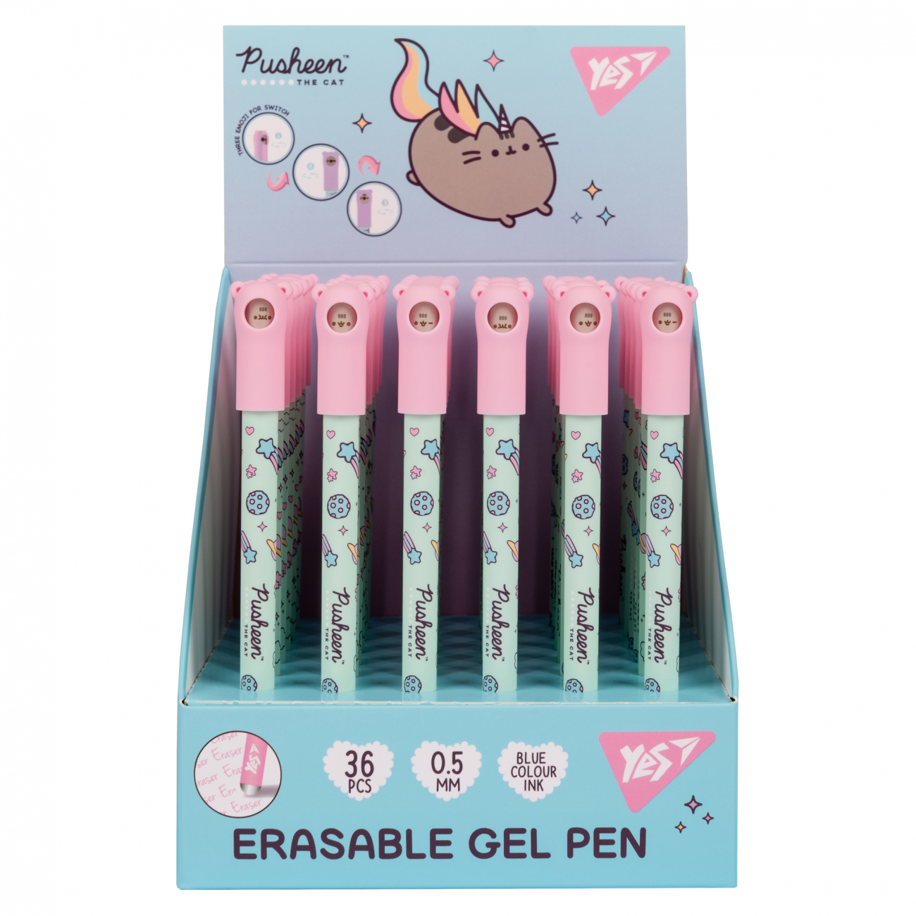 Ручка гелевая пиши-стирай Yes Pusheen.Cat 0,5 синяя