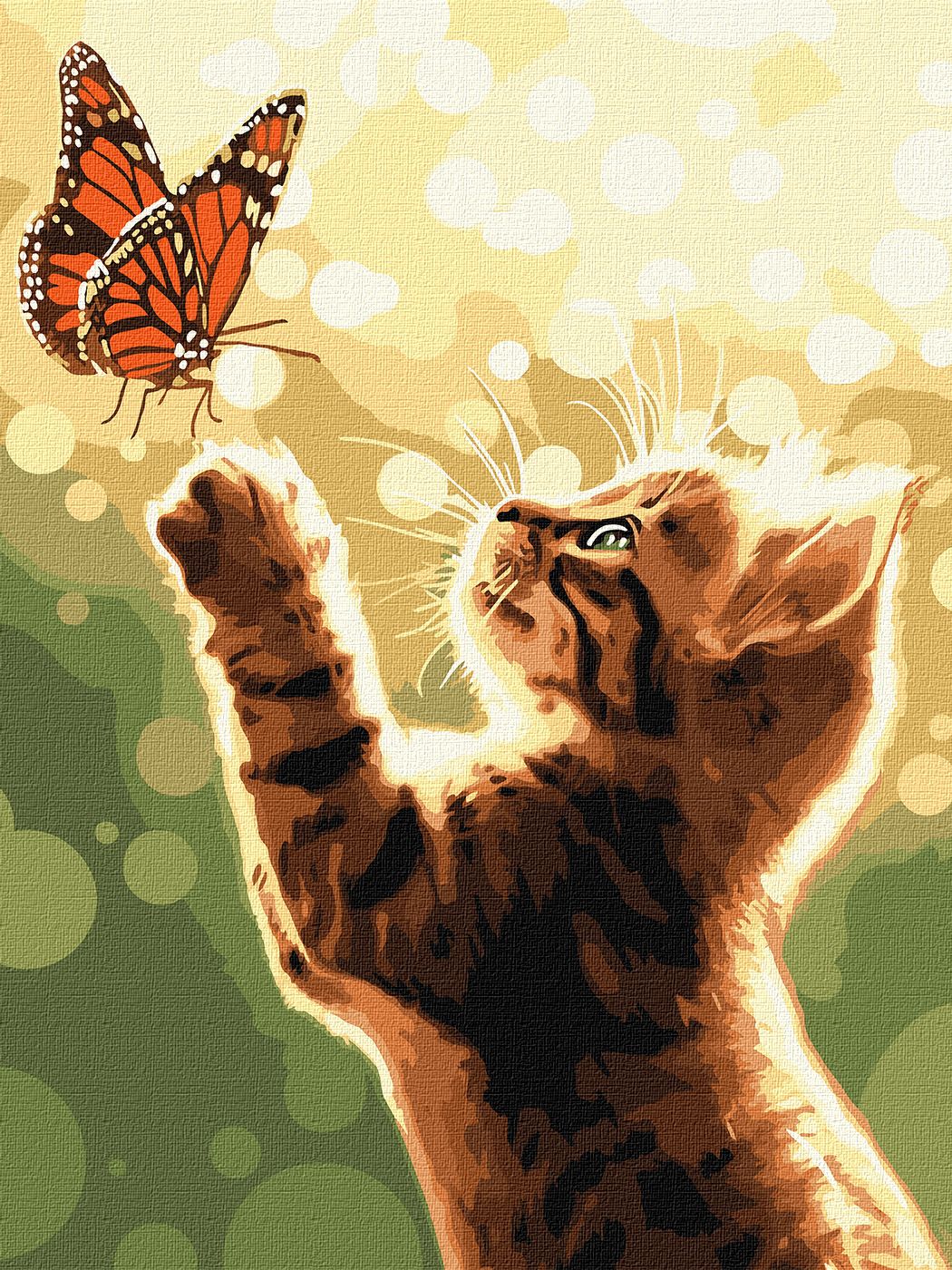 Картина за номерами 30х40 см Кіт і метелик