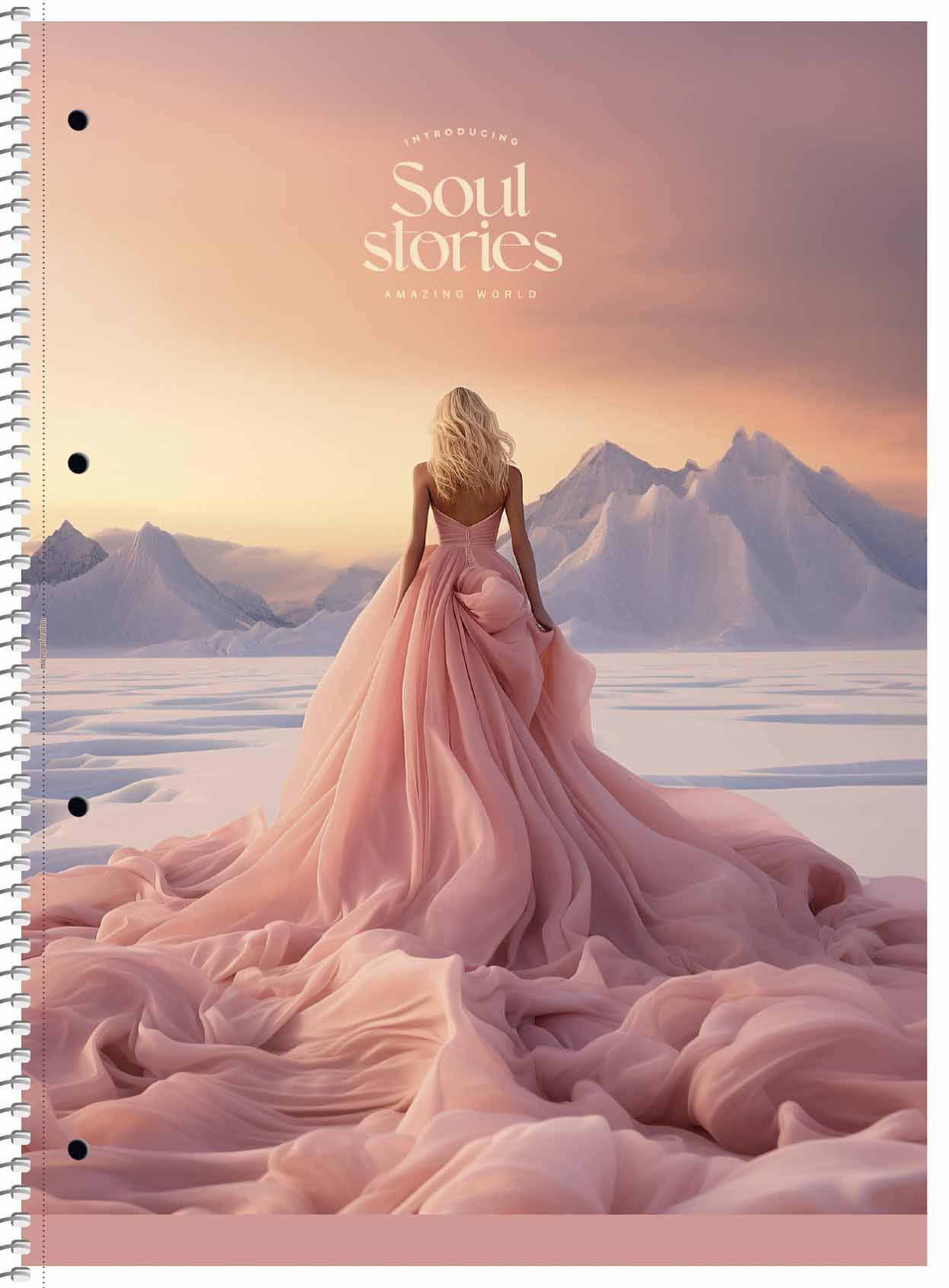 Коледж блок А4+ 80 арк спіраль клітинка крем блок мат лам Soul stories 6711 Асорті