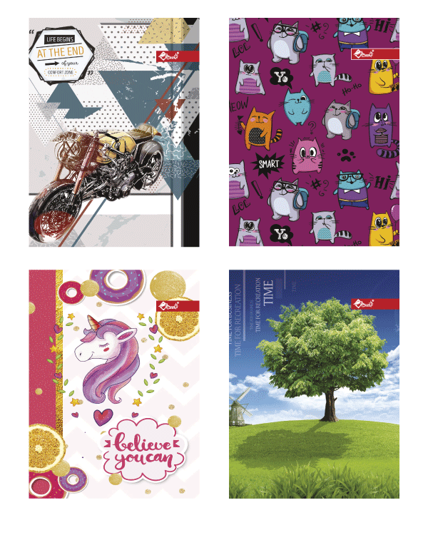 Блокнот А6 72 арк спіраль бік тв палітурка клітинка асорті