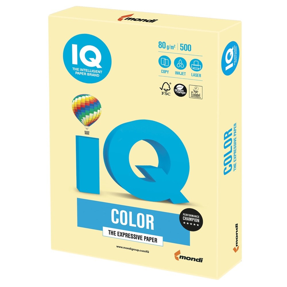 Папір кольоровий A3 IQ Color 80 г/м2 YE23 пастель cвітло-жовтий 500 арк